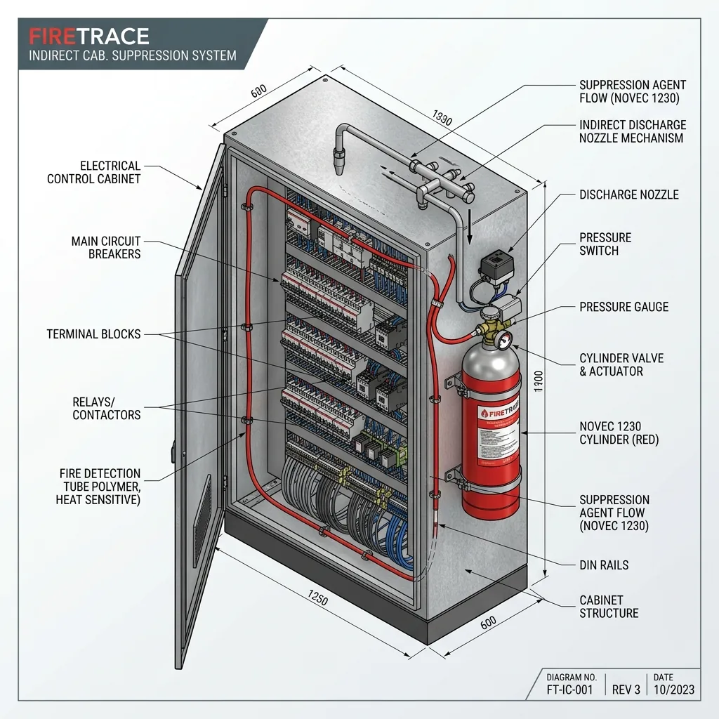 ระบบดับเพลิงอัตโนมัติในตู้ไฟฟ้า Cabinet Fire Trace Suppression System Novec 1230 NFPA 2001
