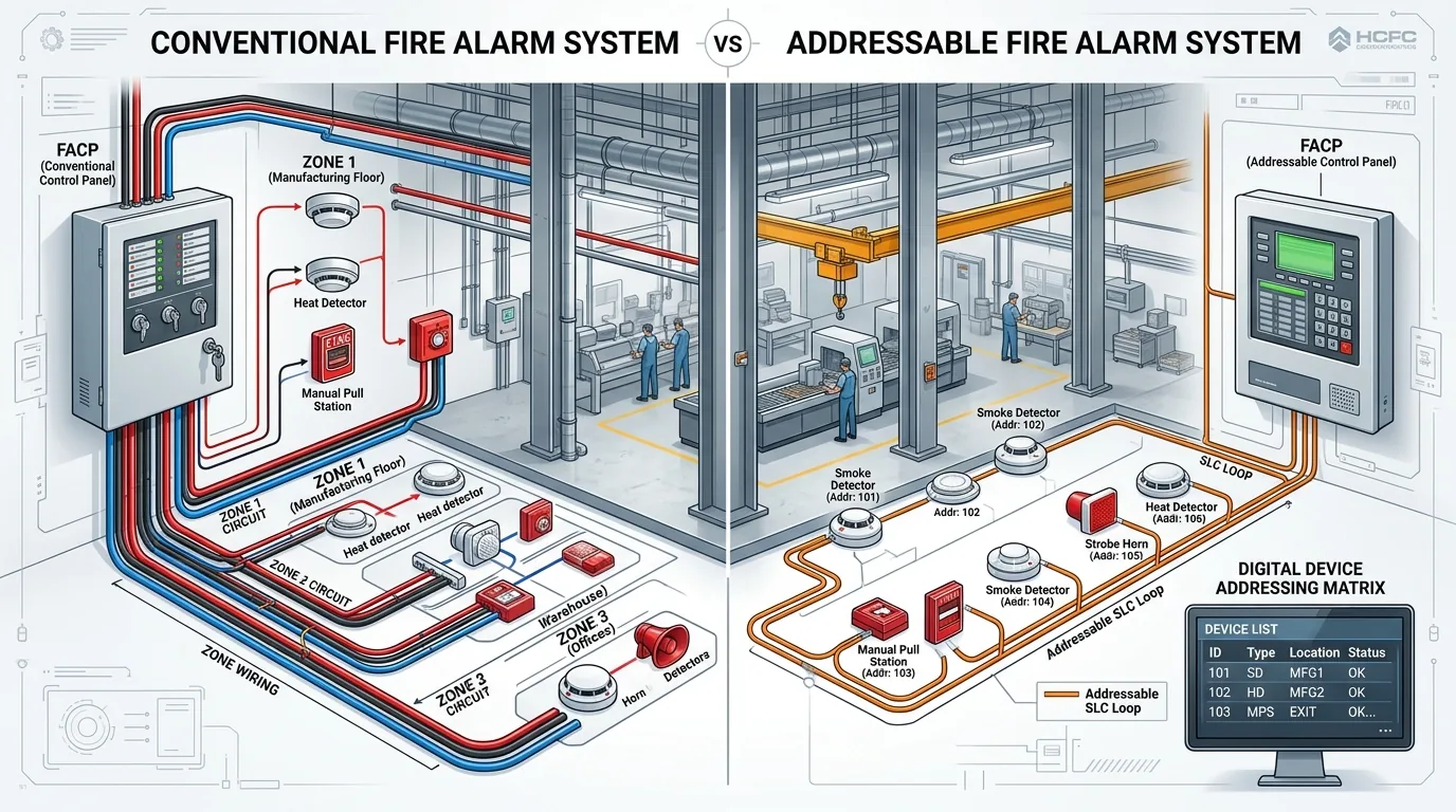 Conventional vs Addressable Fire Alarm: โรงงาน/อาคารขนาดไหน ถึงจุดคุ้มทุนที่ต้องเปลี่ยนระบบ?