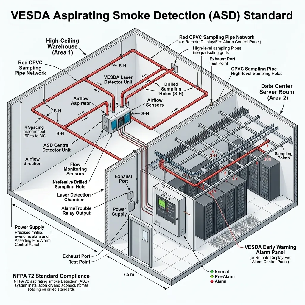 การออกแบบระบบตรวจจับควันสุ่มตัวอย่างอากาศ VESDA ASD NFPA 72 BS 5839